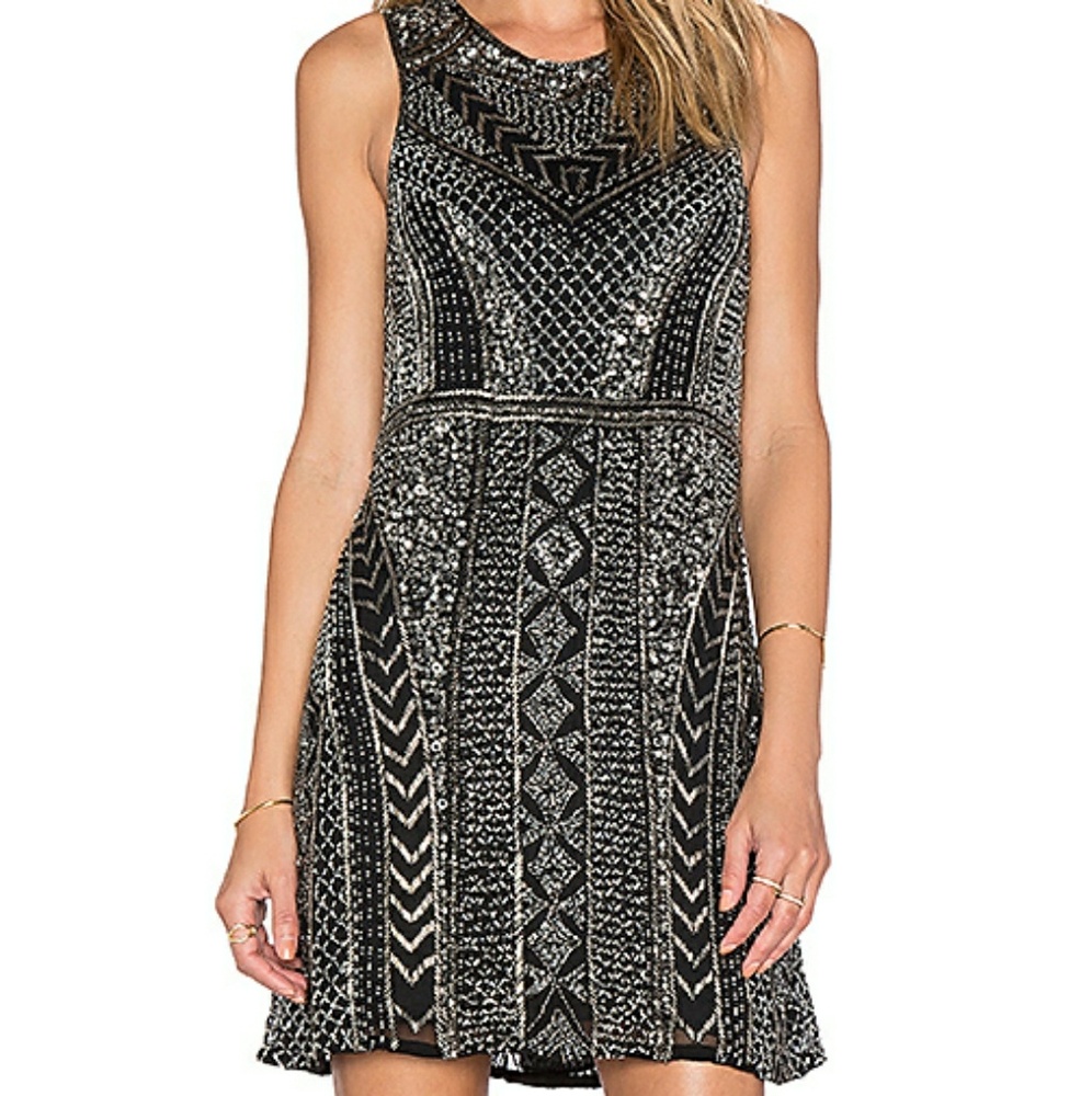 ISO Parker Allegra dress in Black and silver sz6